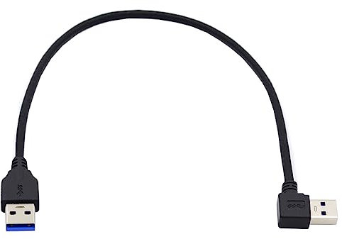 cablecc Câble de données 5 Gbps coudé à 90 degrés à gauche USB 3.0 Type-A mâle vers mâle droit 3.0 Type-A 40 cm