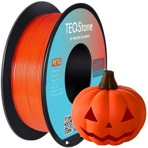 TEQStone PETG Filament 1.75mm Orange 1KG, Maßhaltigkeit +/-0.02mm Spule Sauber Gewickelt 3D Drucker Filament Vakuumverpackung