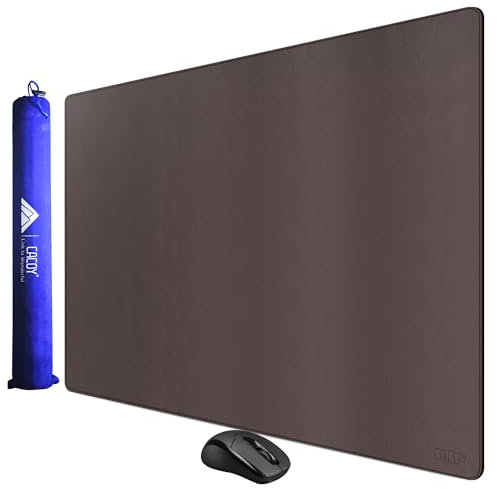 Cacoy 1000x600 mm Leder Schreibtischunterlage, PU Leder Groß Mouspads, Wasserdichte Unterlage Schreibtisch, Multifunktionale Schreibtischmatte für Büro und Zuhause, Office Desktopschutz (Dunkelbraun)