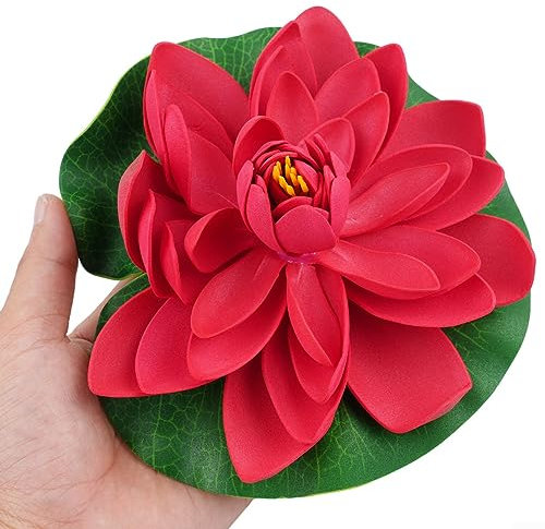 Fleur de lys artificielle rouge, 18 cm, fleur de lotus flottante, décoration d'aquarium, multicolore
