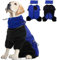 Hundepullover Fleece, Warm Hundejacke Hundeweste Winter Mantel mit Beinen Hundepyjama Kaltwetter Winddichte Winterkleidung Hund für Innen und Außeneinsatz(Blau, L)