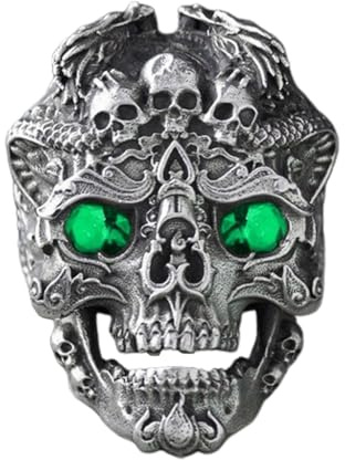 MISUVRSE Totenkopf-Fingerringe, Totenkopf-Blickfang, Öffnungsringe, verstellbare Ringe, Legierungsmaterial, Fingerringe, Geschenk für Damen, Herren, Totenkopf-Fingerschmuck