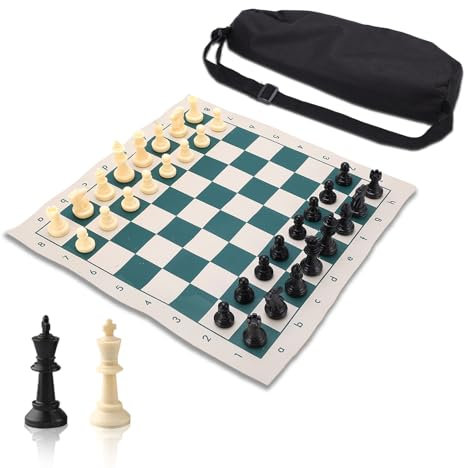 Juego De Ajedrez Combinado, 13,4x13,4 pulgadas PVC Chess Set Juego De Ajedrez De Tablero Portátil Viaje Tapete Piezas De Ajedrez Juego De Ajedrez De Torneo, Ajedrez de Torneo para Adultos y Niños