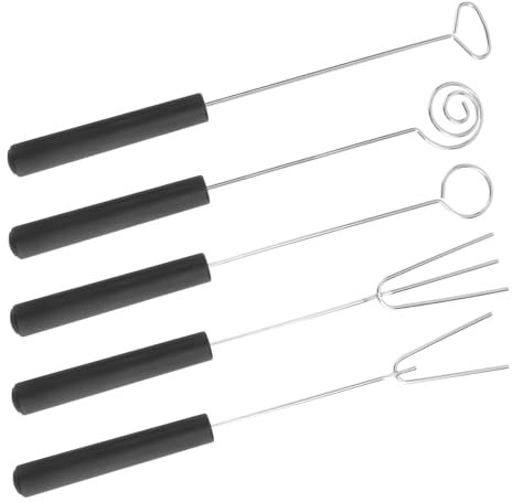 Zerodeko 5pcs Stainless Steel Chocolate Fork Set Triangular 2-Prong Spiral 3-Prong and Large Round Forks Kitchen Gadget for Fondue and Dipping