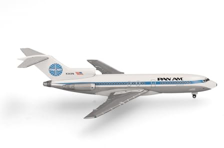 herpa Modellflugzeug Pan Am Boeing 727-100 Miniatur im Maßstab 1:500, Sammlerstück, Modell ohne Standfuß, Metall