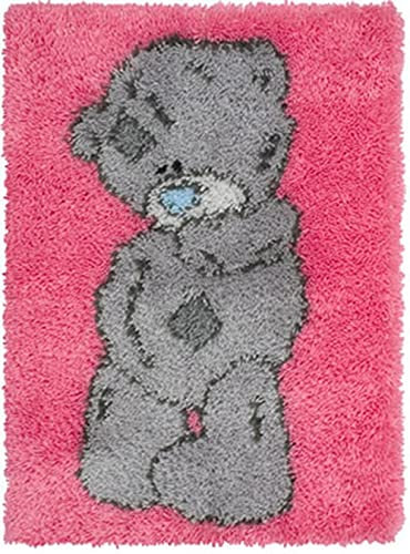 LIAZLIUT Latch Hook Rugs Kits For Kids Gray Bear,Latch Hook Embroidery Kits Cross Stitch Sofa Cushion Cover With Latch Hook Tool Fit For Kids And Adults(52 * 38Cm)