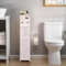 powerking Porte-papier toilette, petite armoire de rangement de salle de bain avec portes et étagères, armoire de rangement fine pour salle de bain, petits espaces, sol d'angle – Blanc