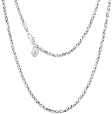 KRKC&CO Silberkette Herren 3mm, dünne Weizenkette verdrehte Rope Kette Edelstahl, beschichtet Halskette für Damen Unisex, Geburtstag Geschenke, Silbrig Weizen 61cm