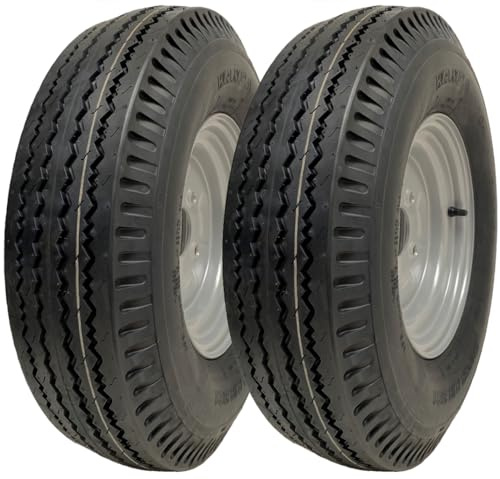 5.00x10 Trailer Tyre & Wheel 4 stud 100mm PCD 72N Load Capacity 355kg (Set of 2)