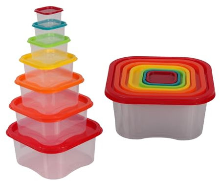 Jolie Max 7-Piece Rainbow Square Food Storage Containers Set – BPA-Free, Airtight, Stackable & Nesting – Microwave, Freezer & Dishwasher Safe – Meal Prep Kitchen Lunch Boxes.