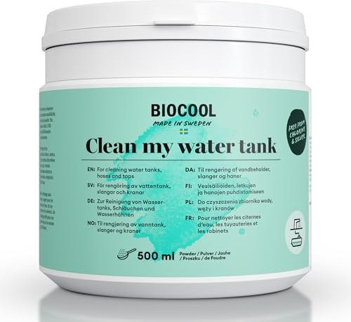 BioCool Wassertank-Reinigungstabletten - 500 g Pulver für Tank- und Schlauchreinigungssysteme in Wohnwagen, Wohnmobilen und Booten - löst Ablagerungen und Verschmutzungen von
