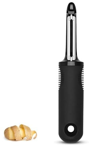 Potato Peeler - Vegetable Peeler - Julienne - Black None Slip Grip Handle - Sharp Stainless Steel Blades with Safe Swivel Cutters - Kitchen Utensils Gadgets - Potatoes Veg Peelers