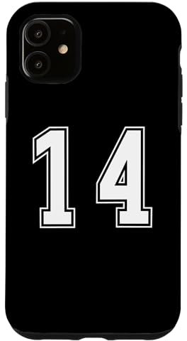 Blanc Numéro 14 Équipe Junior Sports Uniforme Numéroté Coque pour iPhone 11
