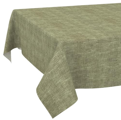 ANRO Tischdecke abwaschbar Leinenoptik Olive 200x140 cm Gartentischdecke | Tischwäsche aus beschichtetem Stoff – schmutz- & wasserabweisend, pflegeleicht – waschbar bei 30 °C