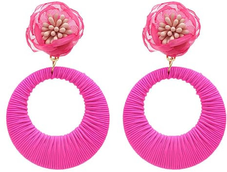 Böhmische Bunte Ohrringe, Frau Retro Modische Ohrringe Böhmische Ohrbügel Ohrring Harz Runder Kreis Bunt Hoop Anhänger Ohrring Hoop Dangle Ohrstecker für Mädchen