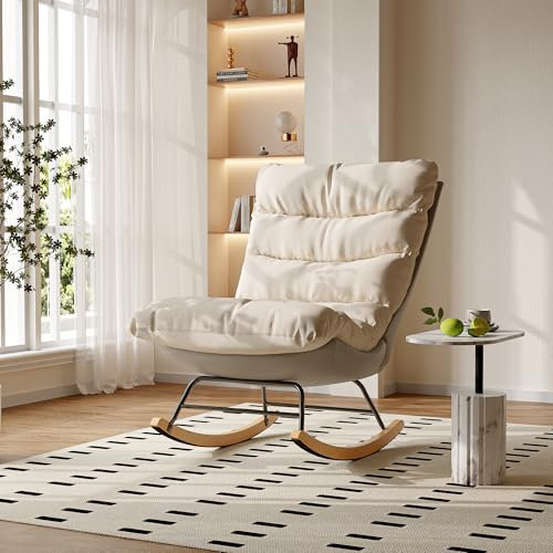 HNOUER Schaukelstuhl Sessel Schaukelsessel Relaxsessel mit Verstellbarer Rückenlehne,12-Fach Verstellbarer Neigung,Wohnzimmersessel Akzentstuhl für Schlafzimmer,schaukelstuhl Outdoor