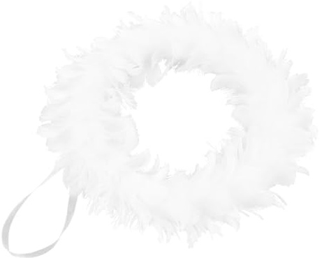 CLISPEED Weißer Weihnachtskranz aus Federn Hängender Türkranz Dekorativer Festlicher Türschmuck für Weihnachten Hochzeit Party Wand und Baumschmuck Leicht Anzubringen ohne Beleuchtung