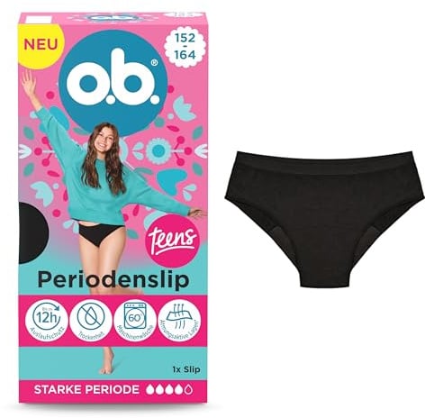 o.b. Teens Periodenslip, wiederverwendbare Periodenunterwäsche, speziell für Teens entwickelt, Größe 152-164