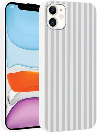 Foonary Stripes Phone Case for iPhone 11 Cute Fashion Pattern Case 6.1, Aesthetic Trendy Stylish Design Women Girly Cover Camera Protective Slim Silicone Shockproof, Gray