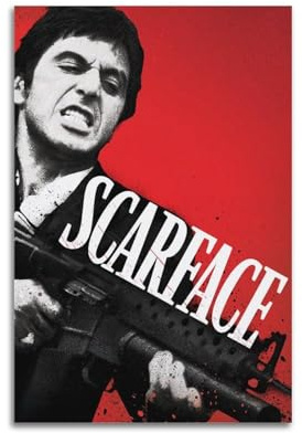 HUASYERRHW Filmposter mit Scarface-Motiv, Wandkunst, Dekoration, Leinwand, für Wohnzimmer, Schlafzimmer, Poster, 30 x 45 cm, ungerahmter Stil