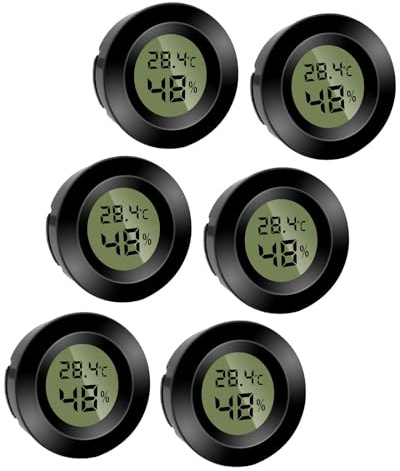 Mini Digital Hygrometer Thermometer Rund Temperatur Luftfeuchtigkeitsmessgerät Feuchtemessgerät Celsius(℃) oder Fahrenheit(℉) für Innenraum Büro Wohnzimmer (6PCS)