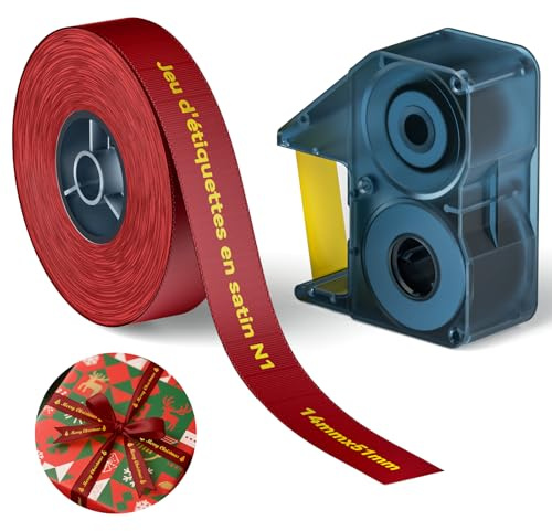NIIMBOT Ensemble de Rubans Satinés pour étiqueteuse N1 uniquement | pour cadeaux, mariages, fêtes, emballages artisanaux, bricolage, texte doré sur ruban adhésif pour bouteilles de vin