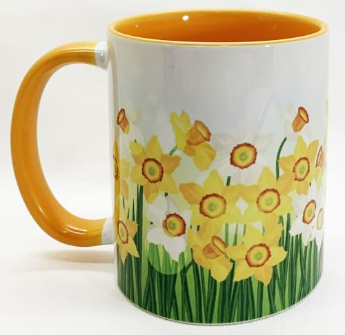 Half a Donkey Daffodil Mug, Ceramic, Yellow Floral Design, 310ml Capacity, 9.5cm Height, Glossy Finish