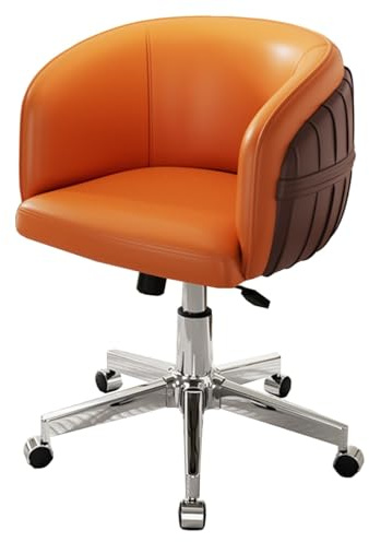 GIZNXBA Schreibtischstühle Für Das Homeoffice Ergonomischer Computerstuhl Mit Armlehnen Liegestuhl Für Führungskräfte Mit Schwingfunktion Ledersessel Für Empfangsräume Und Schlafzimmer(Orange,Silver)