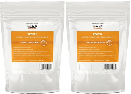 Mr.P Ingredients Pectin 100g NH Powder Ideal for Jams Marmalades Chutney Fruit Jellies Fruit Compote Gelling Agent Vegan Vegetarian Halal Kosher Gluten Free Resealable Pouche (Pack of 2)