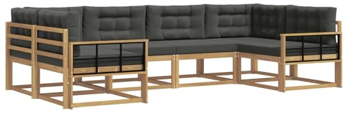 vidaXL Outdoor-Sofagarnitur mit Kissen 6 pcs Weiß und Anthrazit, Akazienholz Lounge Set für draußen, modernes Gartenmöbel, wetterfest und stylisch für deinen Garten