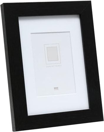 Deknudt Frames Bilderrahmen mit Passepartout - Schwarz - S66KF2 P1 13x18cm für Bild 10x15cm - Bilderrahmen Holz MDF - Bilder aufhängen oder ausstellen