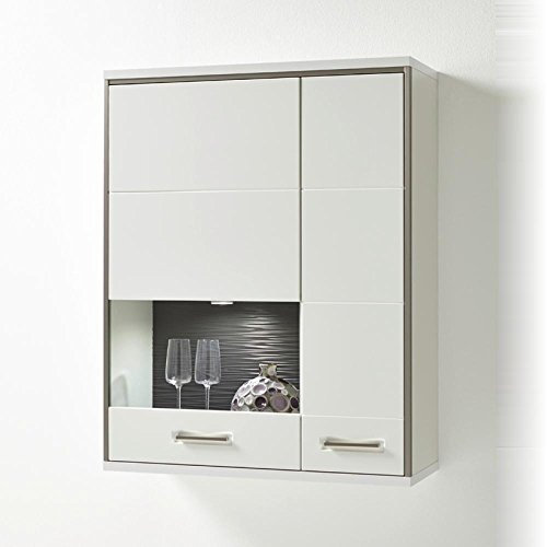 Hängevitrine weiss Hochglanz mit Metallrahmen