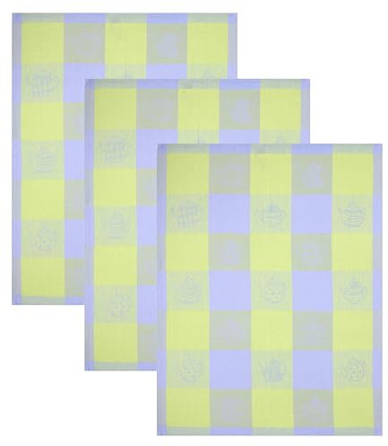 Betz 3er Set Geschirrtücher Geschirrhandtuch Gläsertuch Halbleinen Jacquard Hungary Teekannen Gläsertücher Küchentuch Handtuch Größe 50 x 70 cm Farbe: grün