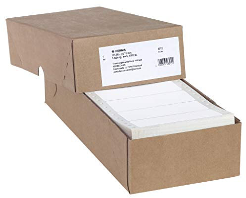 HERMA 8212 Computeretiketten endlos, 101,6 x 35,7 mm, 1-bahnig, 4000 Stück, selbstklebend, Endlosetiketten Aufkleber mit Führungslochrand, matt, blanko Papier Computer Etiketten, weiß
