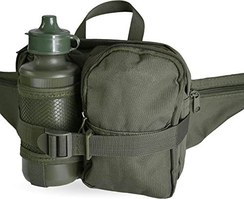 normani Hüfttasche mit Trinkflasche 0,5 L – Wasserabweisende Running Hip Bag mit 6 Fächern & verstellbarem Gürtel Oliv Einheitsgröße