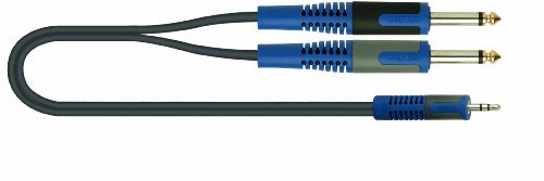 Quick-Lok Roksolid - Cavo audio da 2 jack mono da 6,3 mm a 1 jack mono da 3,5 mm, 2 m