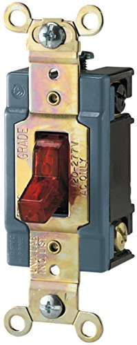 Eaton AH1201PL 15 Amp 120/277V Industrial Grade Toggle Switch with Pilot Light, Red