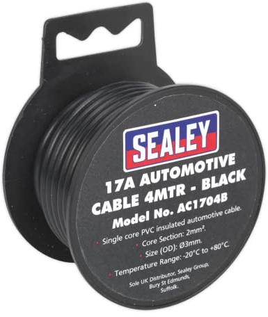 Sealey AC1704B Automotive Cable Thick Wall 17A 4mtr Black