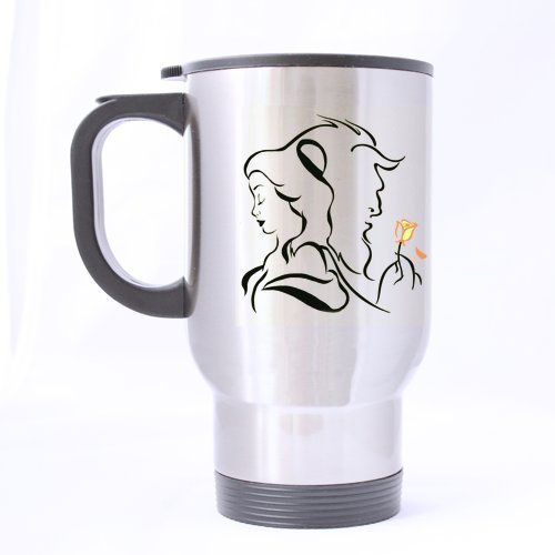 Artist Beauty the Beast Custom Personalized Silver Travel Mug Sports Bottle Coffee Mugs Office Home Cup 14 OZ Two Sides Printed by Custom Mugs