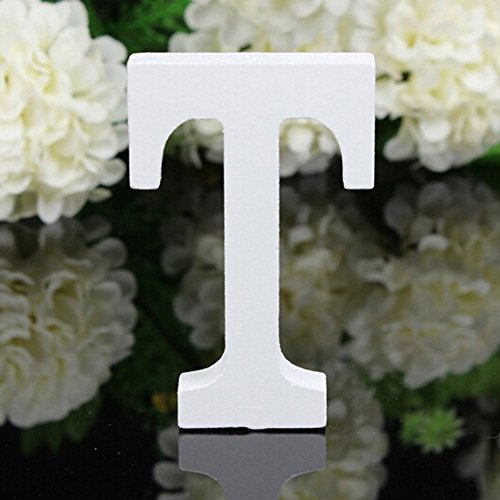 Freeas Dekorative Holz Buchstaben, hängende Wand 26 Buchstaben aus Holz Alphabet Wand Buchstaben für Kinder Baby Name Mädchen Schlafzimmer Hochzeit Geburtstag Party Home Decor-Briefe (T)