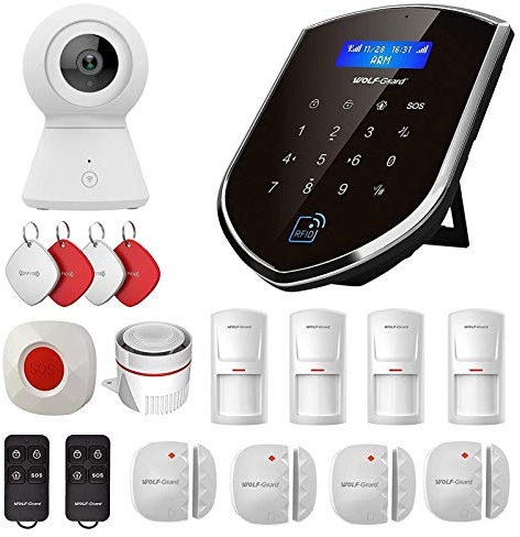 Wolf Guard WT4R Sistema de Alarma doméstica inalámbrica, Kit de Alarma WiFi/gsm 4G cámara de vigilancia 1080p, Compatible con Alexa Google Home