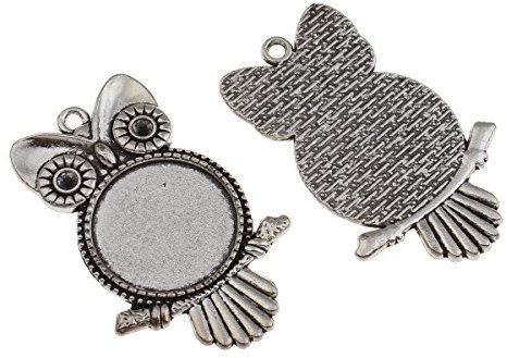 Perlin - 12stk Metall Anhänger Fassungen für 20mm Runde Charm Cabochon-Fassung Eule Tier Motive Rahmen Medaillons M507 x3