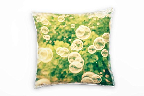 Paul Sinus Art Vintage, Seifenblasen, grün, beige Deko Kissen 40x40cm für Couch Sofa Lounge Zierkissen - Dekoration zum Wohlfühlen