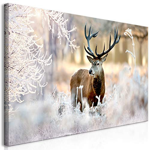 murando Wandbild Mega XXXL HirschEinteiliger XXL-Format Kunstdruck zur Selbstmontage Leinwandbilder moderne Bilder DIY Wanddekoration Wohnung Deko Deer Landschaft Winter