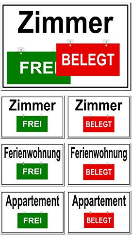 Zimmer-Appartement-Ferienwohnung-auch mit Eigentext-Frei/Belegt-Wechsel-30 x 20 cm-40 x 30 cm-60 x 40 cm-Schild-Aluminium-Vermietung-Hotel-Pension-Hinweisschild-Türschild (30 x 20 cm Ferienwohnung)