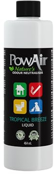 PowAir Liquid Natural Odour Neutraliser - Tropical Breeze Fragrance - Versatile Odour Control for Home, Car, Pets - Ideal for Cleaning Solutions, Sprayers, Diffusers (464ml)