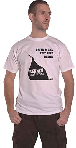 Peter & The Test Tube Babies T Shirt Banned from The Pubs Official Mens White XXL