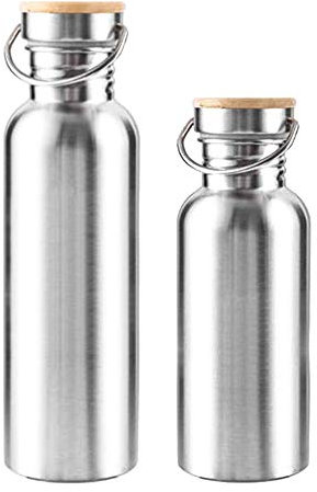 Wankd 1PCS Edelstahl Trinkflasche 500ml,BPA Freie, Auslaufsicher Metall Wasserflasche für Outdoor, Büro, Camping, Fahrrad (7.3 x 18CM)