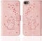 Tiyoo Phone Case for iphone 7 iphone 8 Embossed Love Heart Elephant Butterfly Pattern Folding Stand PU Leather Wallet Flip Cover Protective Case with Card Slots, Magnetic Closure (Pink)