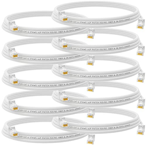 HB-DIGITAL 10x 1m Patchkabel RJ45 LAN CAT 6 Ethernetkabel Netzwerkkabel bis zu 1 Gbit/s CAT 6 Kupfer Profi U/UTP DSL für Patchpanel Switch Router Modem - Weiss